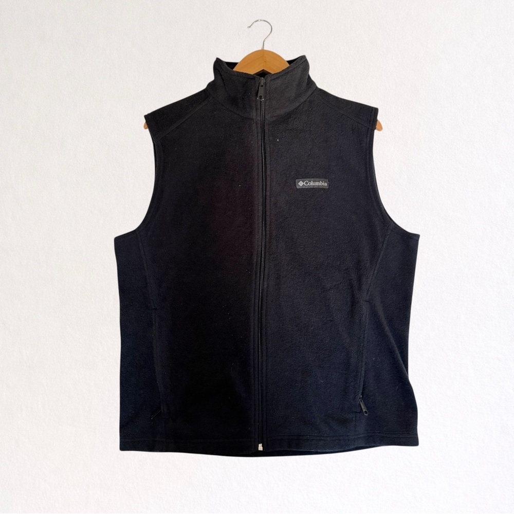 COLUMBIA BLACK FULL ZIP FLEECE VEST